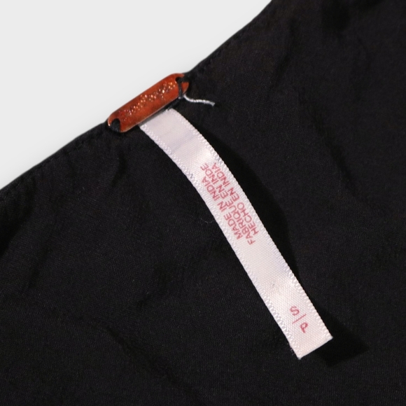 Free People Love Of My Life Dress Women's Size Small Black Midi Tie Button - Picture 7 of 9